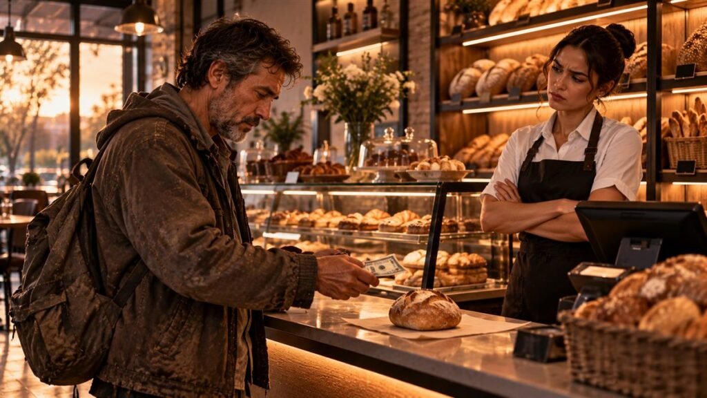 El hombre de la chaqueta vieja en la panadería: una lección