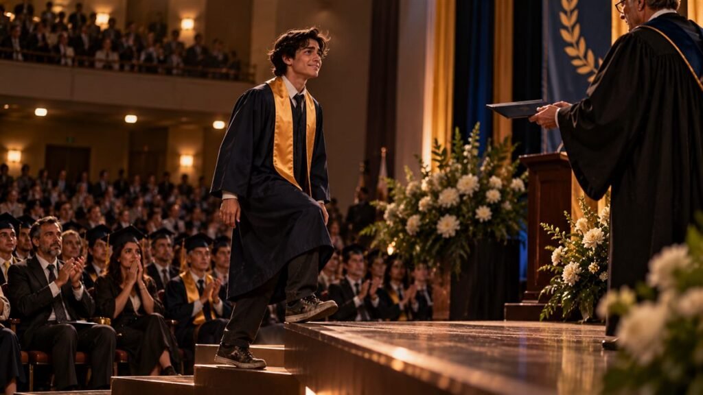 El chico del uniforme viejo que brilló en su graduación