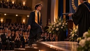 El chico del uniforme viejo que brilló en su graduación